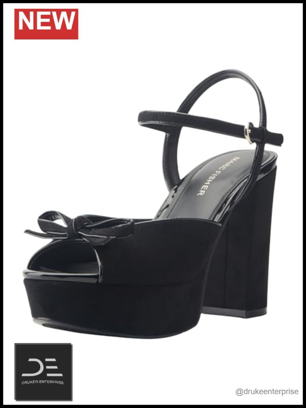 Faux Suede Block Heel Peep Toe Sandals with Bow Ankle Strap